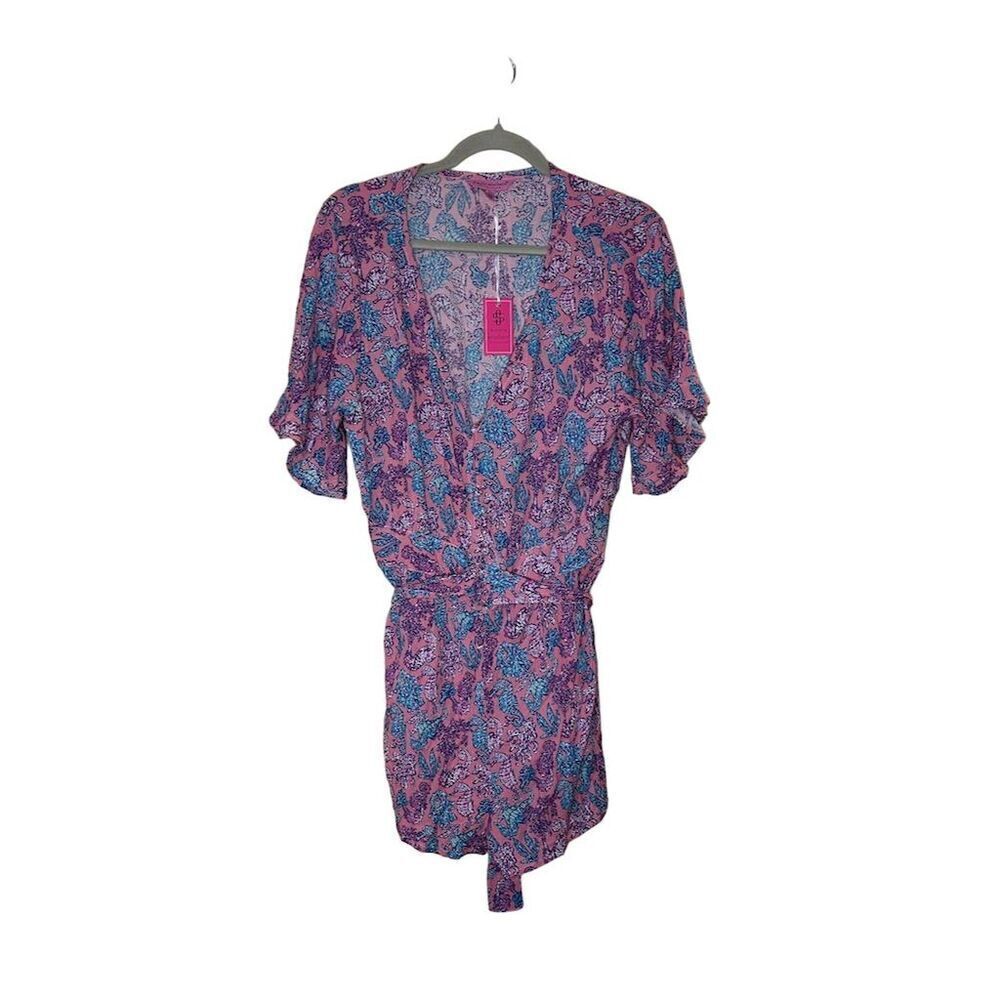 Simply Southern Women's XL Seahorse Romper Multicolor Casual V-Neck